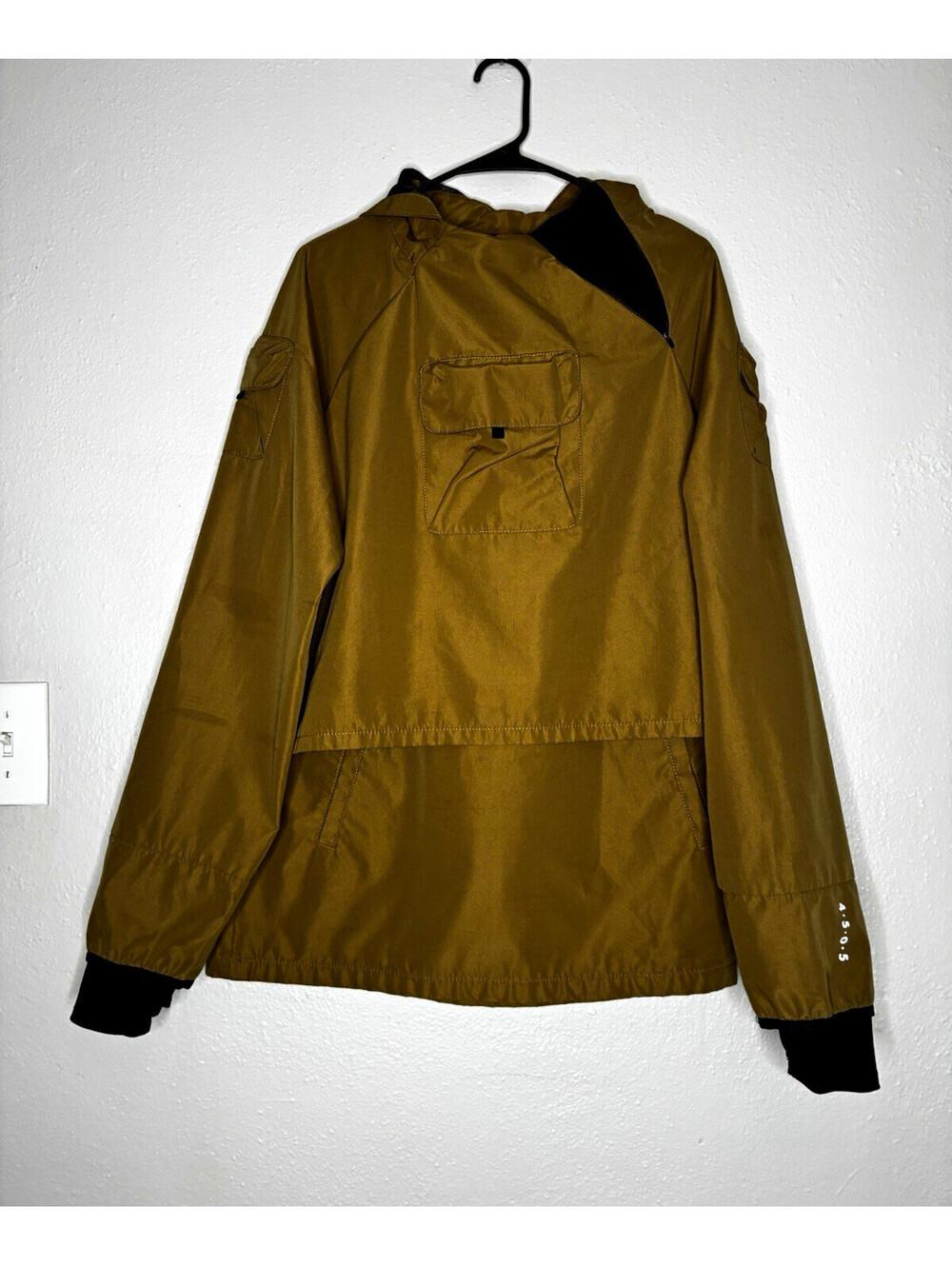 ASOS Men's Tan Hooded Anorak Jacket, Zip Closure, Pockets, Size S